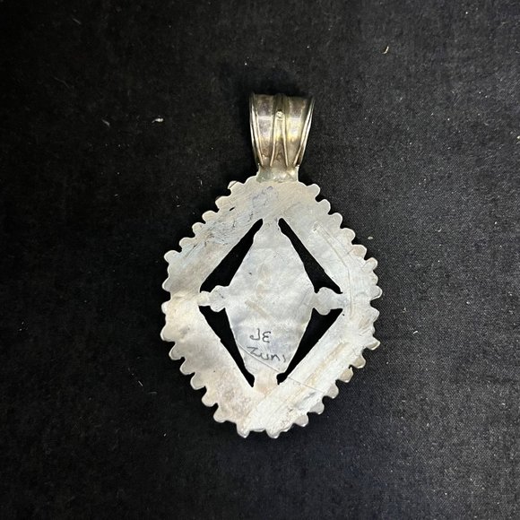 Zuni Turquoise Clusterwork and Snake Eye Pendant by Jennie Eustace (3704) - Picture 5 of 7